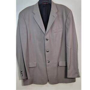 Pierre Cardin Fundamentals Blazer Mens 46L Beige Three Button 100% Wool Lined